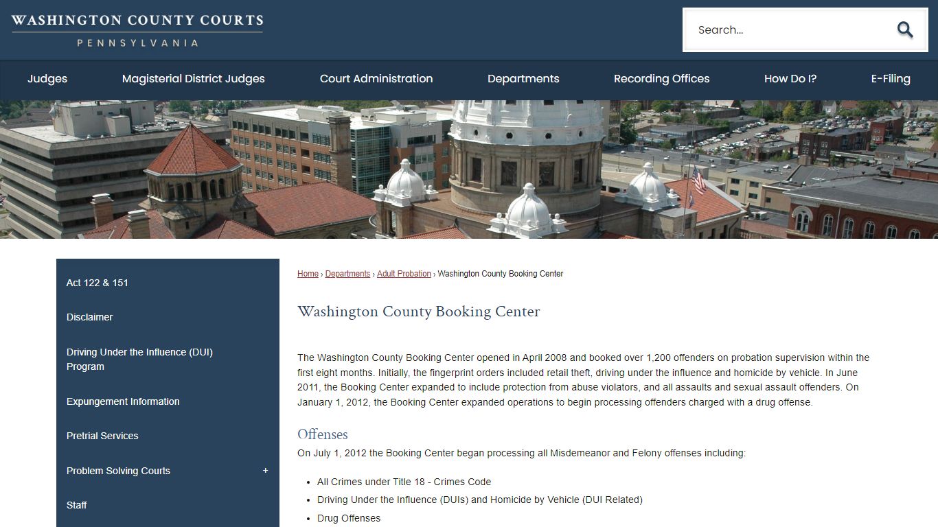 Washington County Booking Center | Washington County Courts, PA