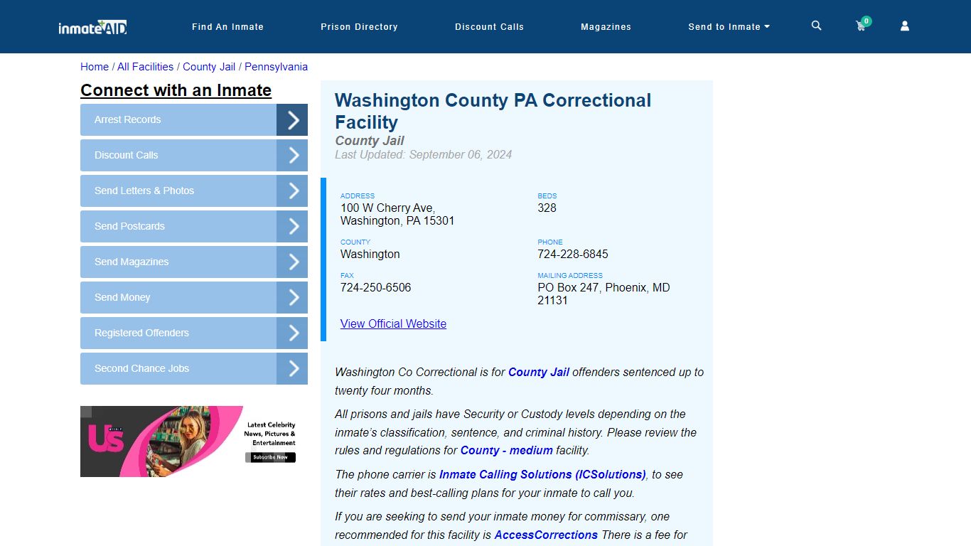 Washington County PA Correctional Facility - Inmate Locator