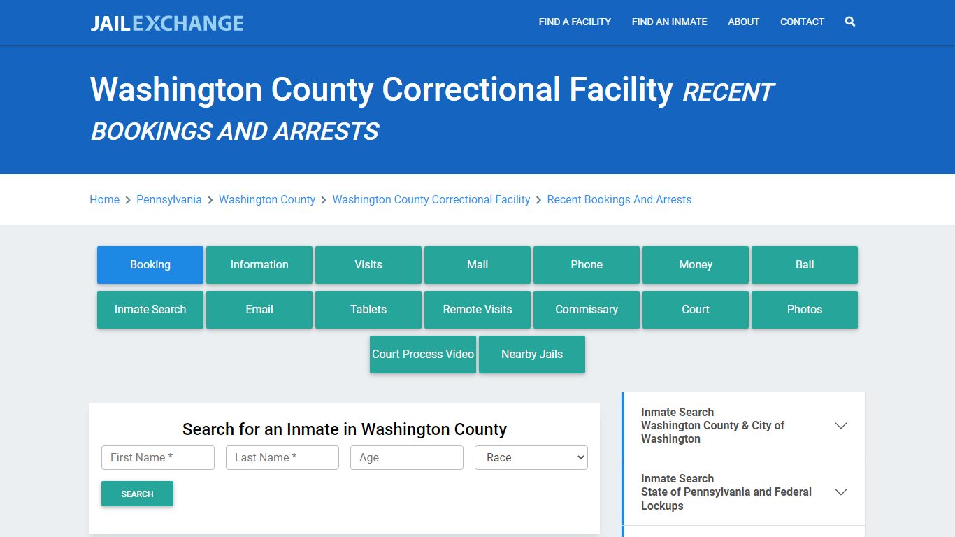 Washington County Correctional Facility PA Recent Arrests and Bookings